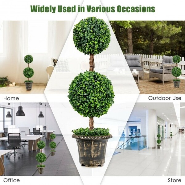 36 Inch Artificial Double Ball Tree Indoor and Outdoor UV Protection