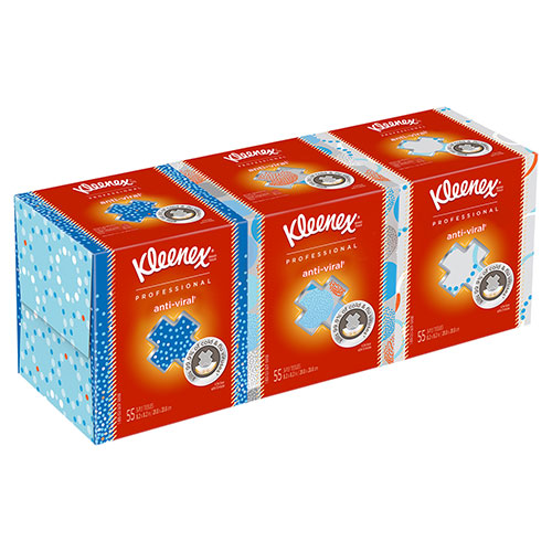 Kimberly-Clark Kleenex Professional Anti-Viral Facial Tissue Cube for Business (21286) | White， 3 Boxes