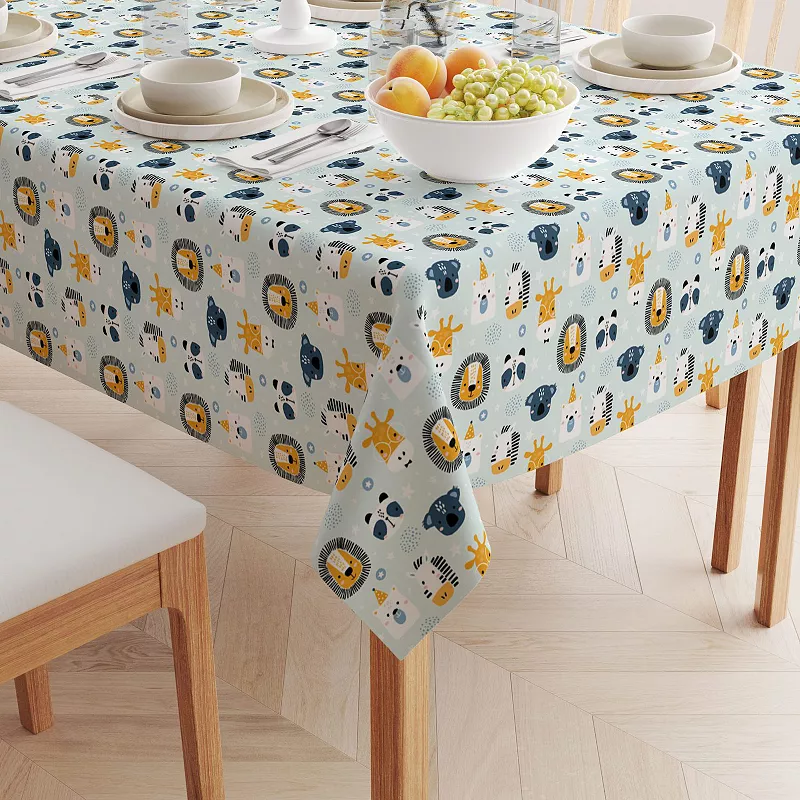 Square Tablecloth， 100% Polyester， 70x70， Animal Faces