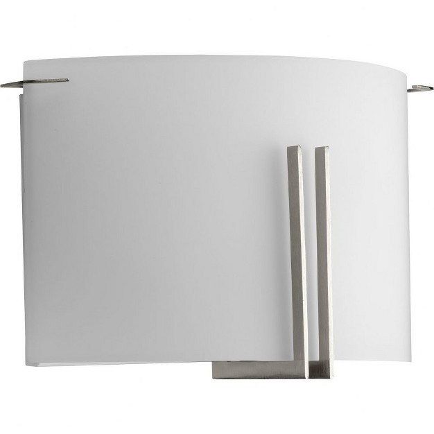 Progress Lighting Modern Glass Collection 2 light Wall Sconce Brushed Nickel Etched Glass Steel