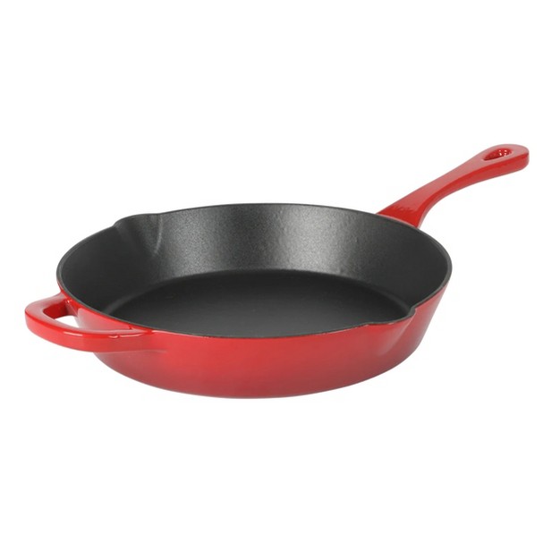 Crock pot Artisan Enameled Cast Iron Round Skillet In Gradient Red