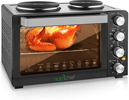 NutriChef 30 Quarts Black Kitchen Convection Oven 1400-Watt