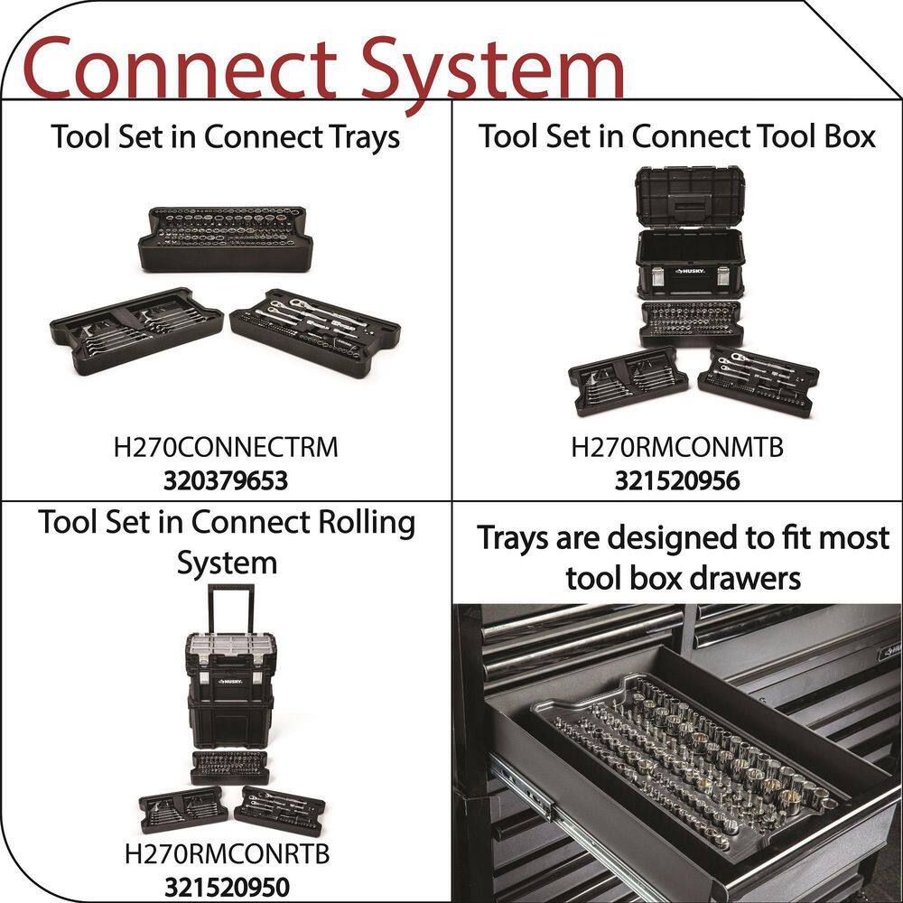 Husky Mechanics Tool Set in Connect Trays (270-Piece) H270CONNECTRM