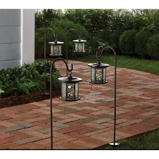 Hampton Bay Solar Bronze Outdoor Integrated LED Shepherds Hook Landscape Path Light with Glass Lens (4-Pack) 49844