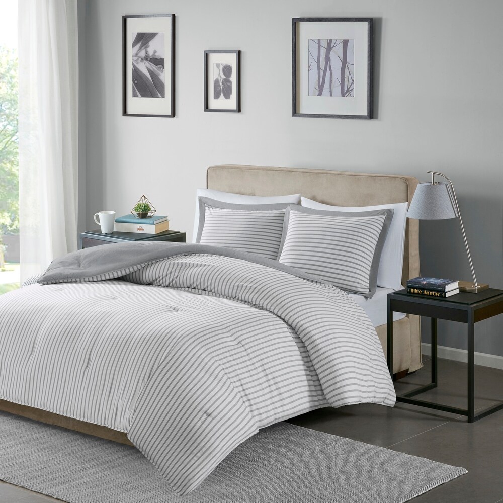Madison Park Essentials Braydon Reversible Yarn Dyed Stripe Down Alternative Comforter Set