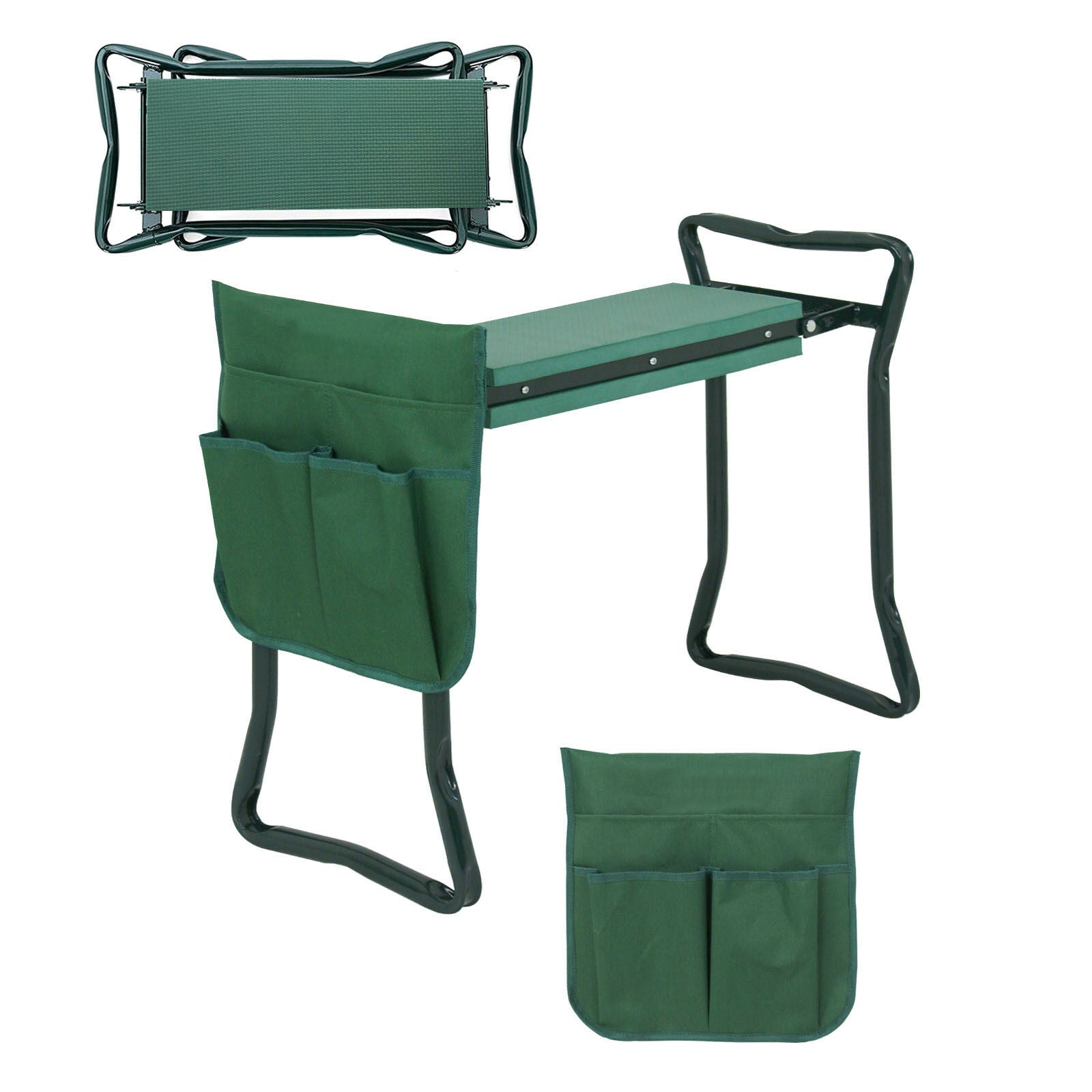 ZENSTYLE 2 Pack Folding Garden Kneeler Bench Kneeling Soft Eva Pad Seat with Stool Pouch