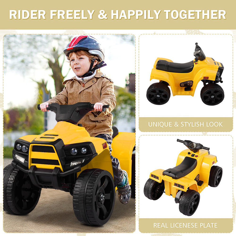 iRerts 6V Kids Ride on Toys, Battery Powered Ride on ATV Cars for Boys Girls Birthday Gifts, Kids Electric Cars for Toddlers, Kids Electric Ride on Vehicles with Headlights, Horn, Yellow