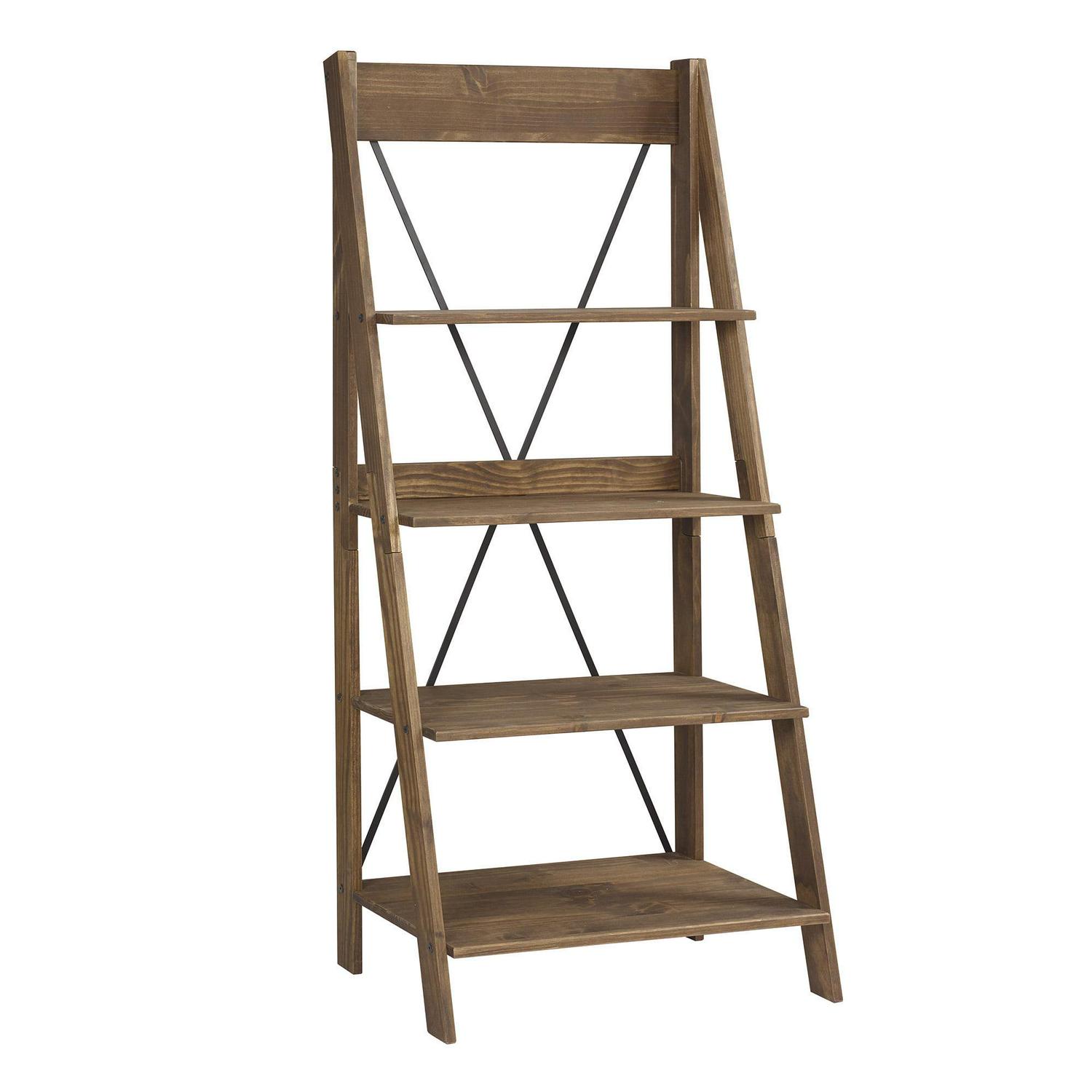 Woven Paths Solid Wood 4-Shelf Ladder Bookshelf- Multiple Colors