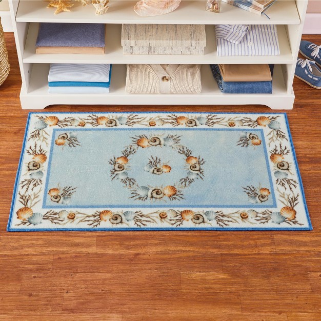 Collections Etc Seashell And Coral Skid resistant Coastal Accent Rug