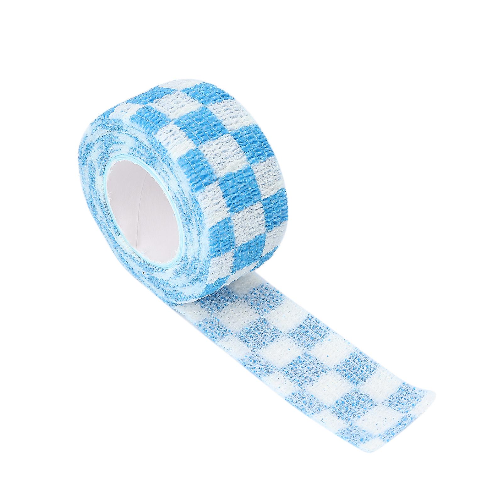 Self Adhesive Bandage Wrap Anti Wear Anti Calluses Strong Adhesiveness Lightweight Finger Protection Tapeblue Grid