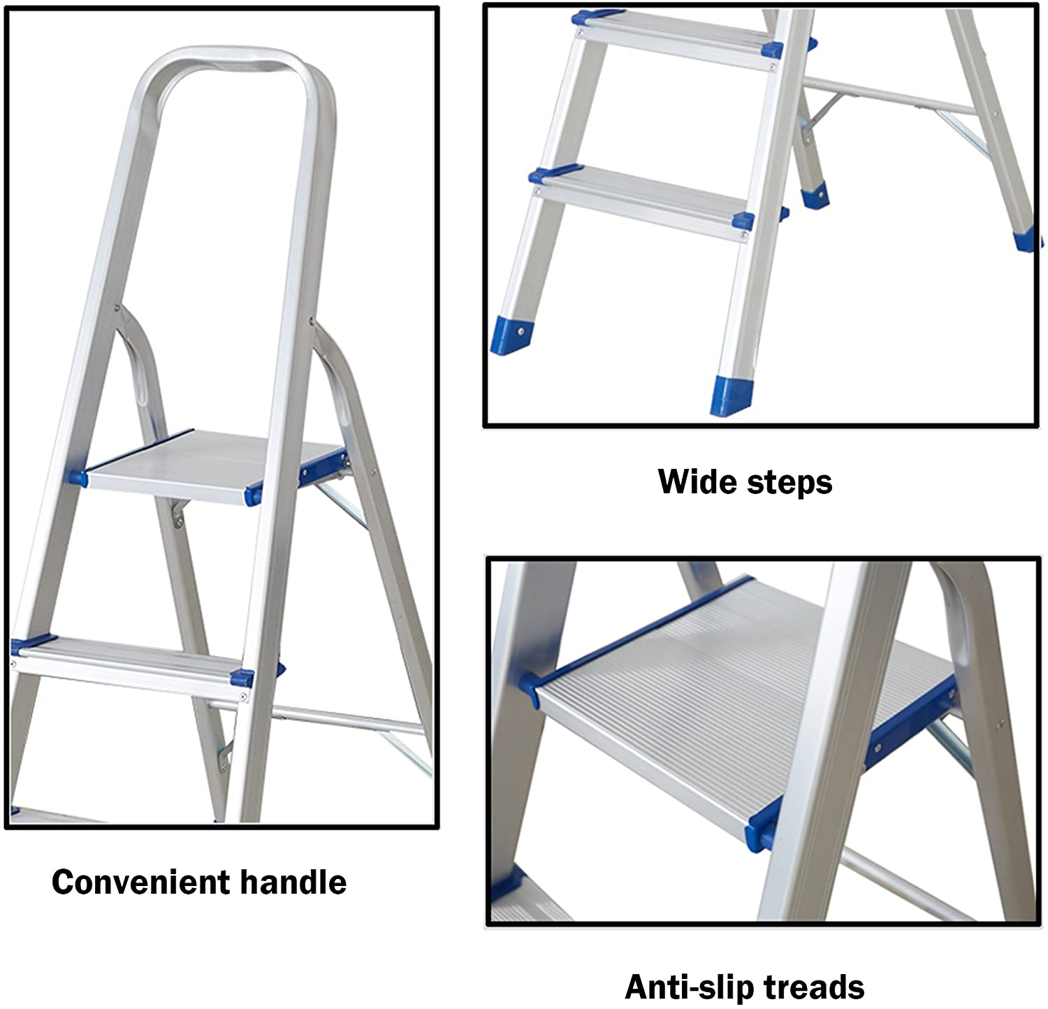 KARMAS PRODUCT Ultra Lightweight Step Ladder 3 Step Aluminum Folding Stool Home Kitchen