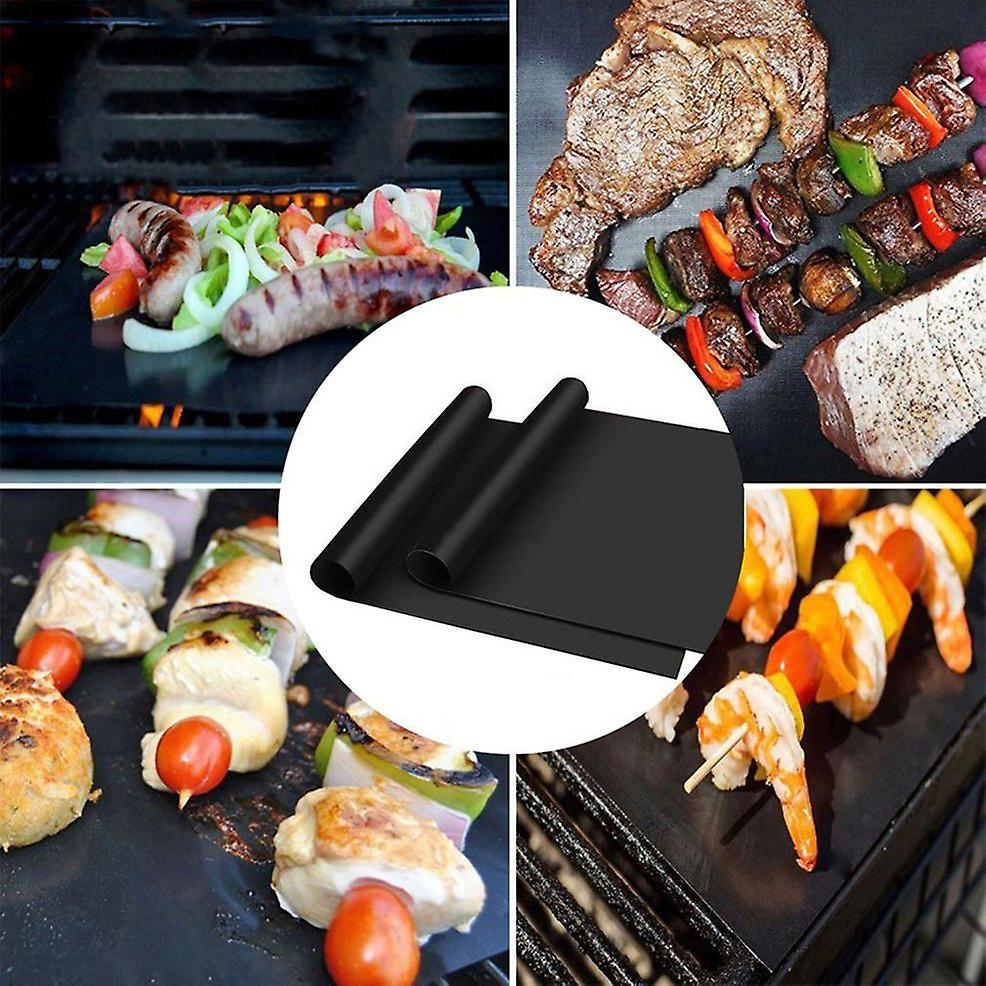 3pcs/5pcs Non-stick Bbq Grill Mat Pad Outdoor Picnic Cooking Barbecue Tool