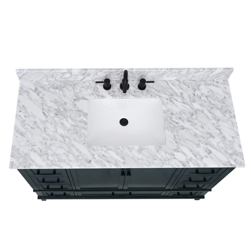 Home Decorators Collection 49 in W x 22 in D Bianco Carrara White Marble Vanity Top with White Basin