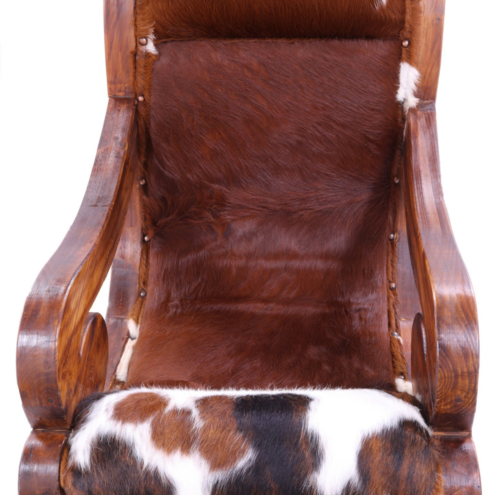 Reclaimed Wood Hair On Cowhide Handcrafted Chair C203 FC   Rustic   Armchairs And Accent Chairs   by Manhattan Rugs  Houzz