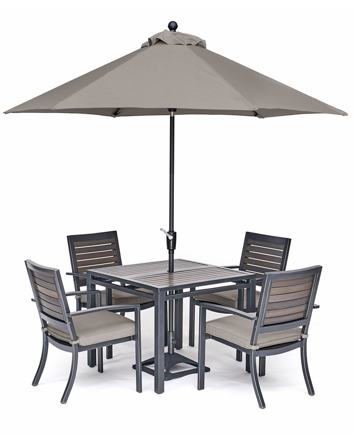 Agio CLOSEOUT! Marlough II Outdoor Aluminum 5-Pc. Dining Set (36 Square Dining Table and 4 Dining Chairs)