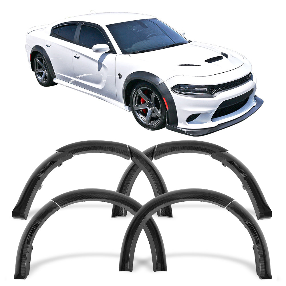 Ikon Motorsports Compatible with 15-23 Dodge Charger Widebody Style Fender Flares Cover 10PCS - CFL ABS