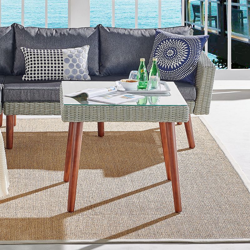 Alaterre Furniture Albany All Weather Wicker Square Coffee Table