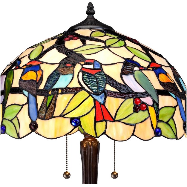 High Bronze Tropical Birds Stained Glass Shade For Living Room Family Bedroom Nightstand