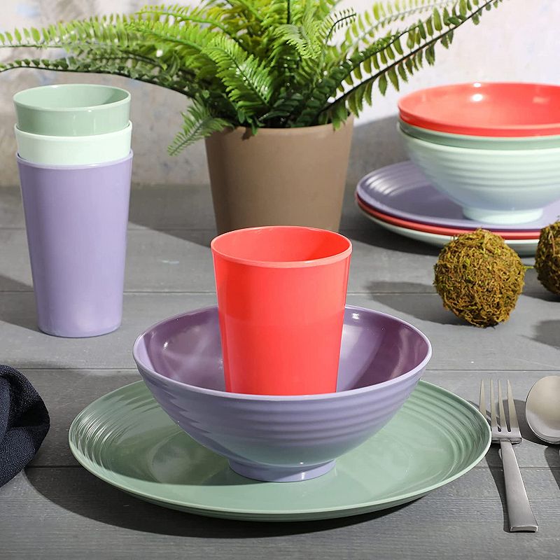 Gibson Home Zelly 12 Piece Round Melamine Dinnerware Set