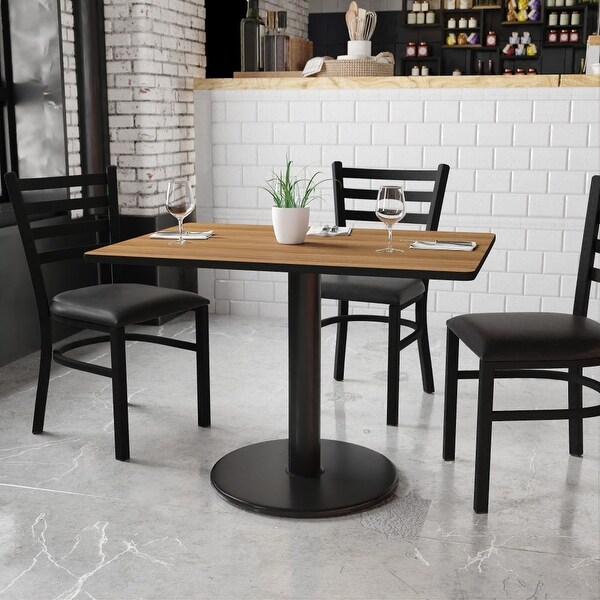 30'' x 42'' Rectangular Laminate Table Top with 24'' Round Table Height Base - 30