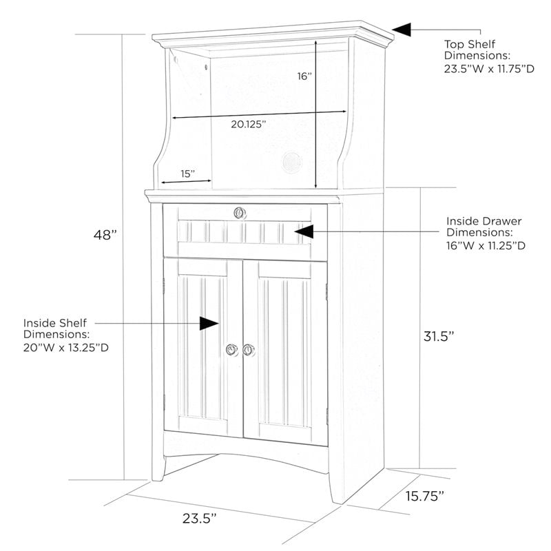 American Furniture Classics 25503 Microwave and Coffee Maker Utility Cabinet