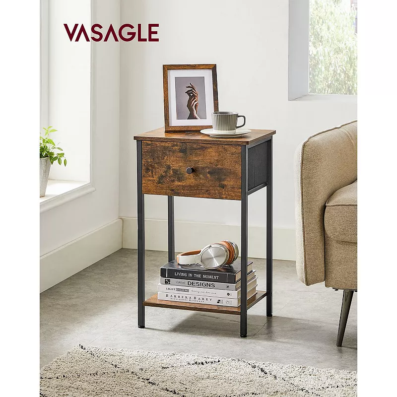 End Table With Storage Shelf And Steel Frame