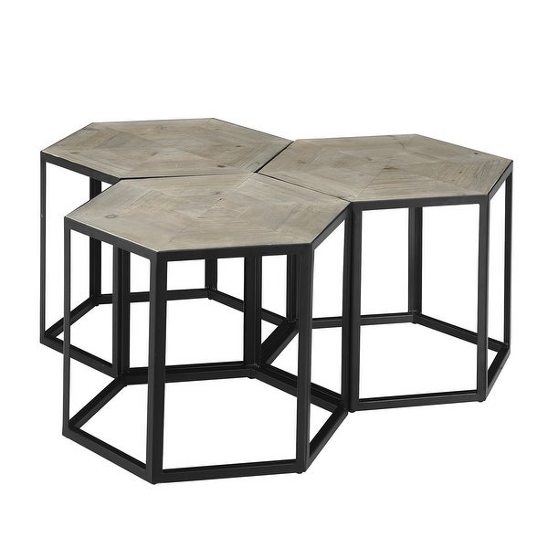 Connexion Decor Cainfield Metal End Table in White Wash/Distressed Gray