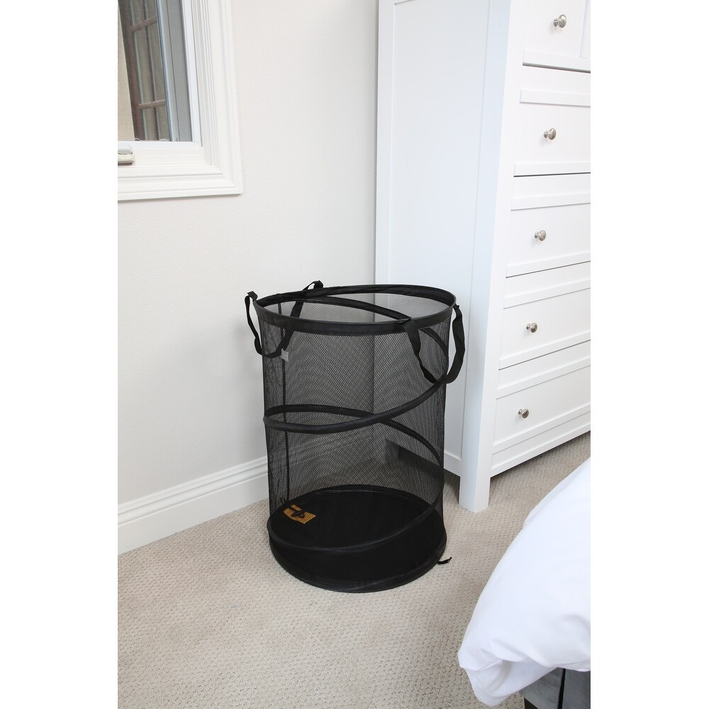 Smart Design Pop Up Spiral Laundry Hamper Bag Mesh   Black