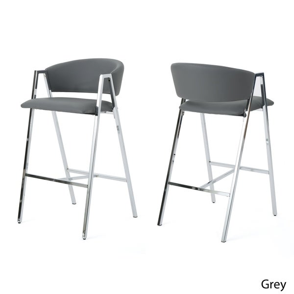 Marlon Modern 28-inch Backed Faux Leather Barstool (Set of 2) by Christopher Knight Home