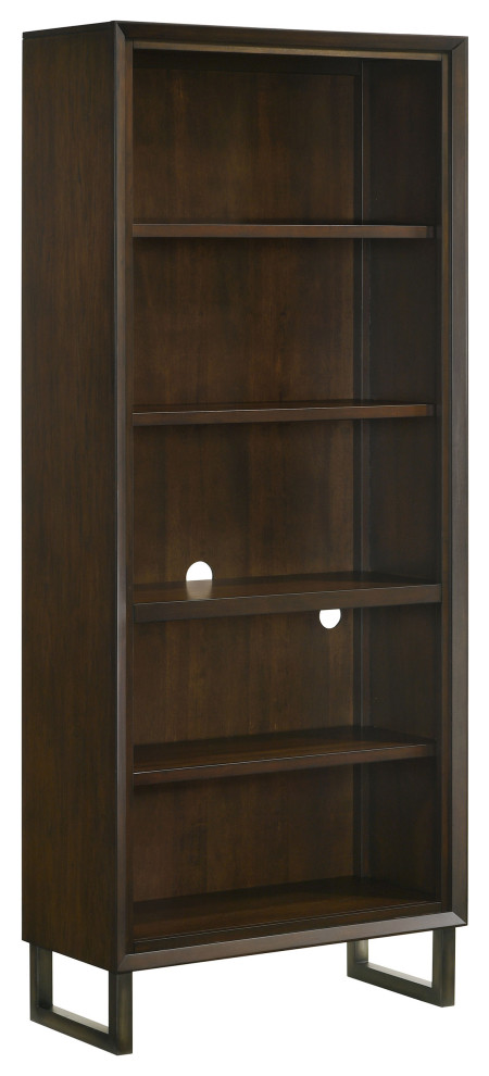 Marshall 4 shelf Bookcase Dark Walnut and Gunmetal   Modern   Bookcases   by Modon  Houzz