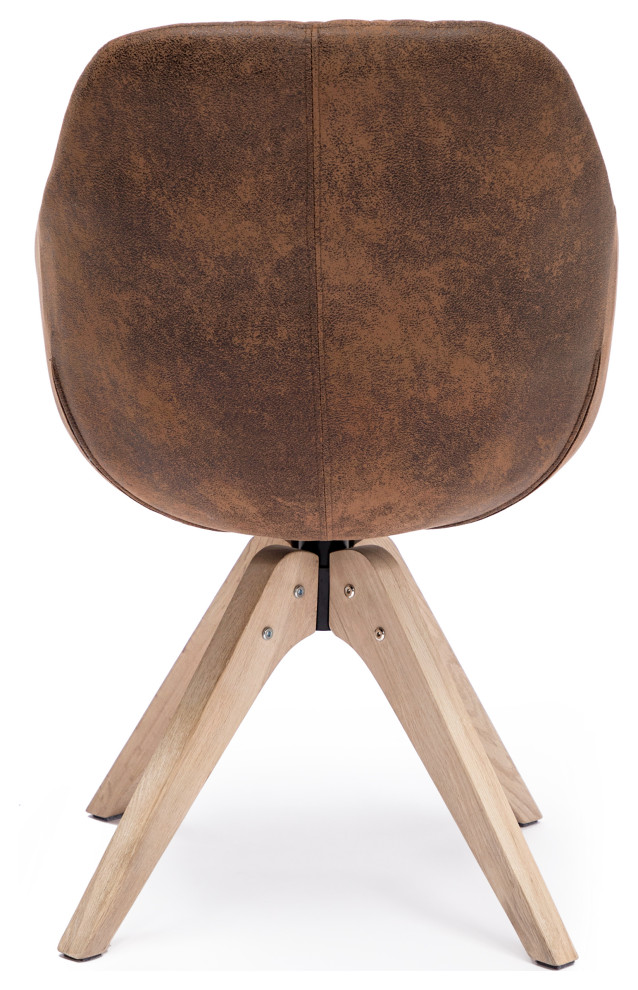 Swivel Desk Chair No Wheels Upholstered Dining Chair Armchair   Midcentury   Dining Chairs   by Kinwell Home  Houzz