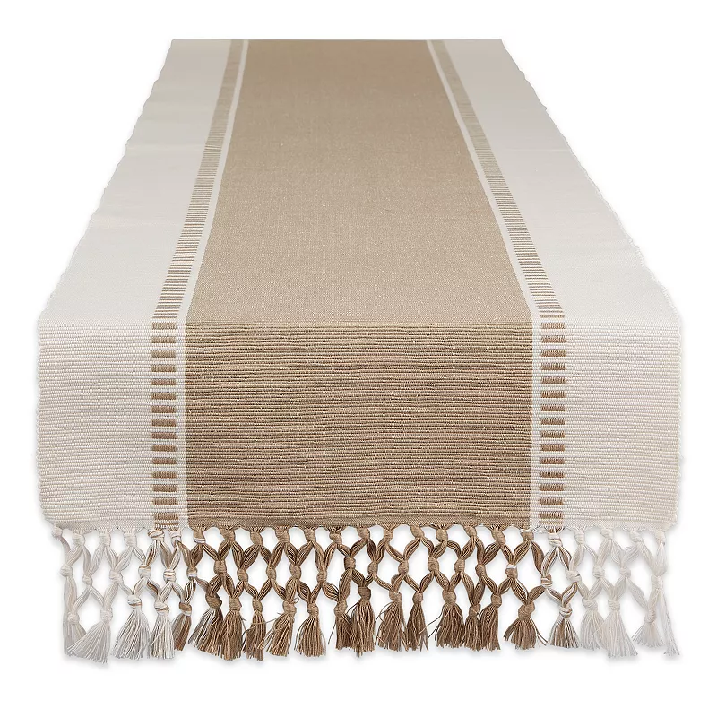 13 x 108 Beige and Brown Dobby Striped Rectangular Table Runner