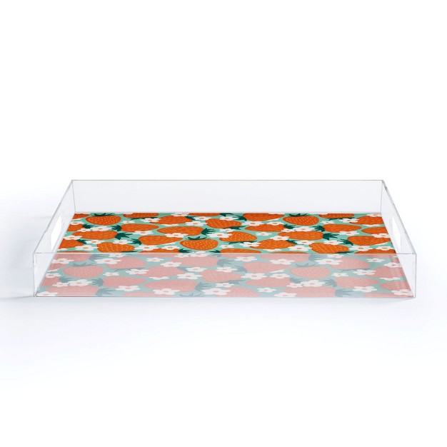 Avenie Strawberry Summer Acrylic Tray deny Designs