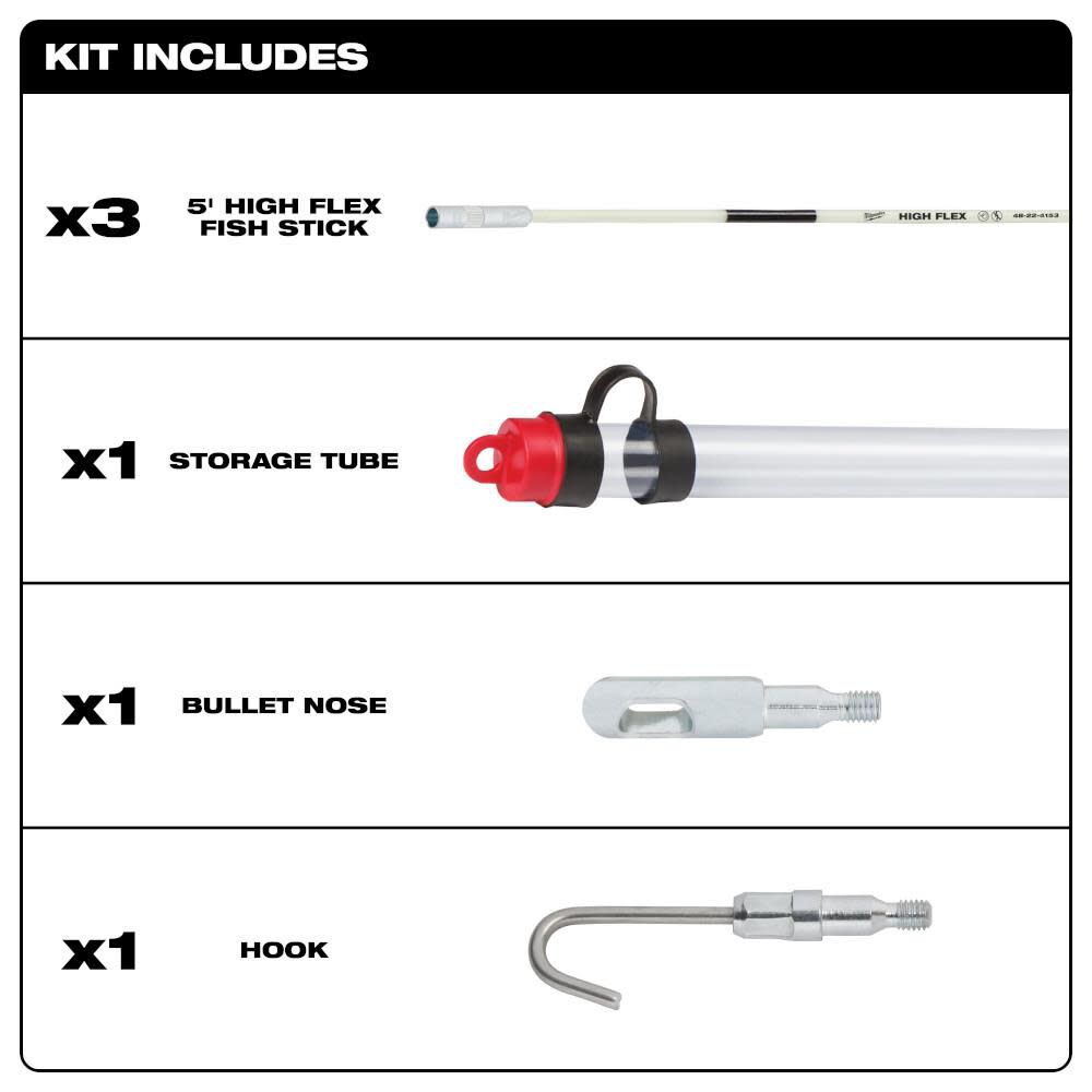 Milwaukee 15 Ft. High Flex Fish Stick Kit 48-22-4154 from Milwaukee