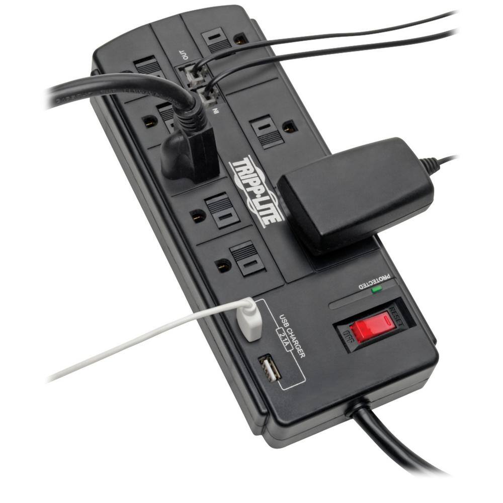 Tripp Lite Protect It 8-Outlet Surge Protector with 2 USB Ports TLP88TUSBB