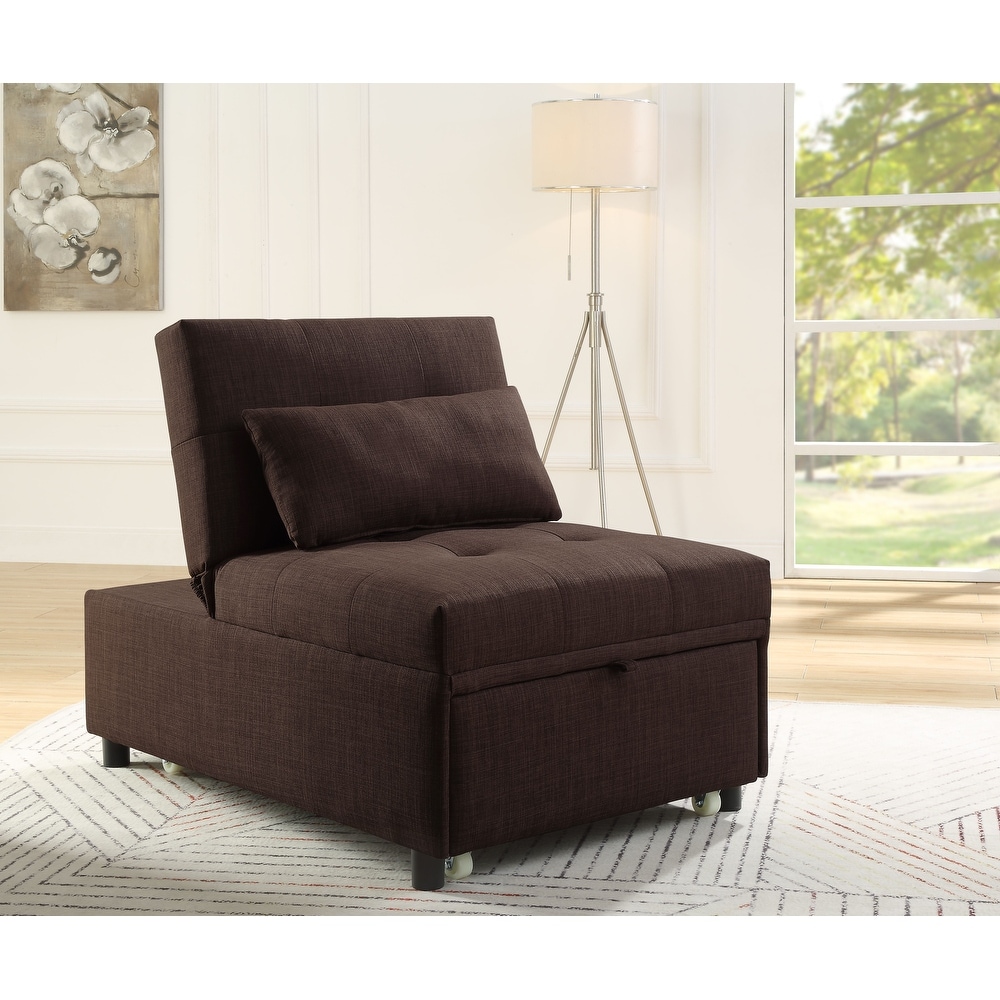 Contemporary Convertible Fabric Folding Sofa Bed  Brown Fabric