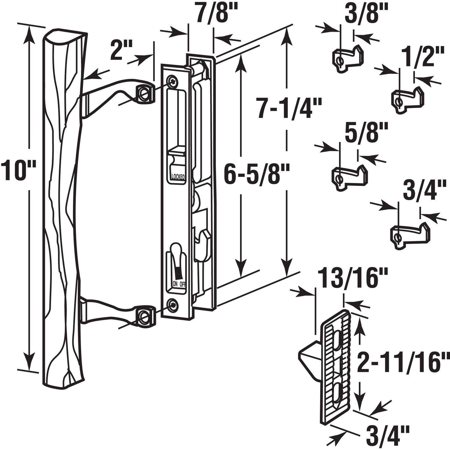 Prime-Line Wood Tone Steel Outdoor Sliding Glass Door Lock Set