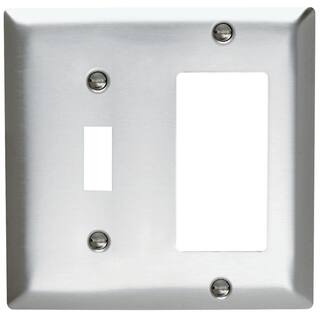 Legrand Pass  Seymour 430SS 2 Gang 1 Toggle 1 DecoratorRocker Wall Plate Stainless Steel (1-Pack) SL126CC5