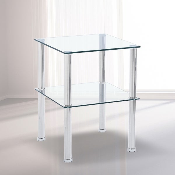 JASIWAY Modern Glass Two Layer Side Table