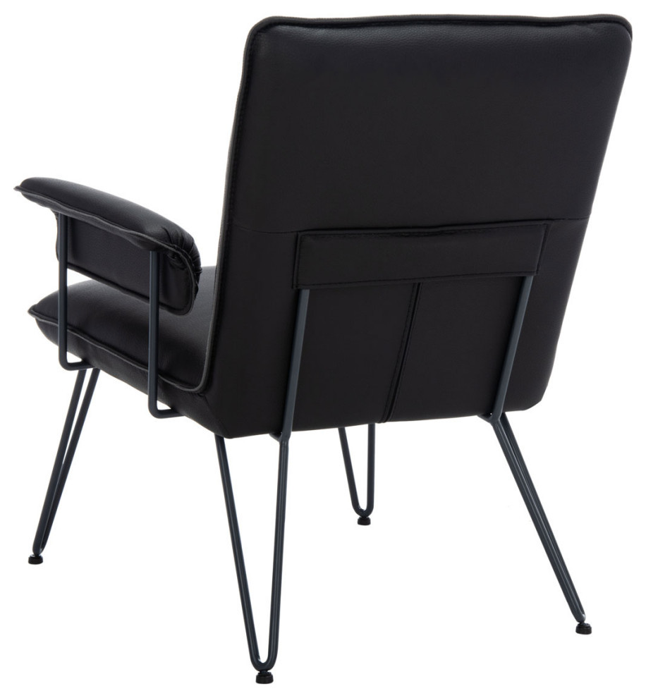 Angie 17.3 quotMid Century Modern Leather Black PU   Modern   Armchairs And Accent Chairs   by Virgil Stanis Design  Houzz