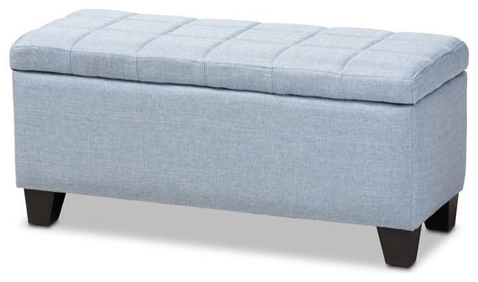 Baxton Studio Fera Tufted Fabric Ottoman with Storage in Light Blue   Transitional   Footstools And Ottomans   by HedgeApple  Houzz