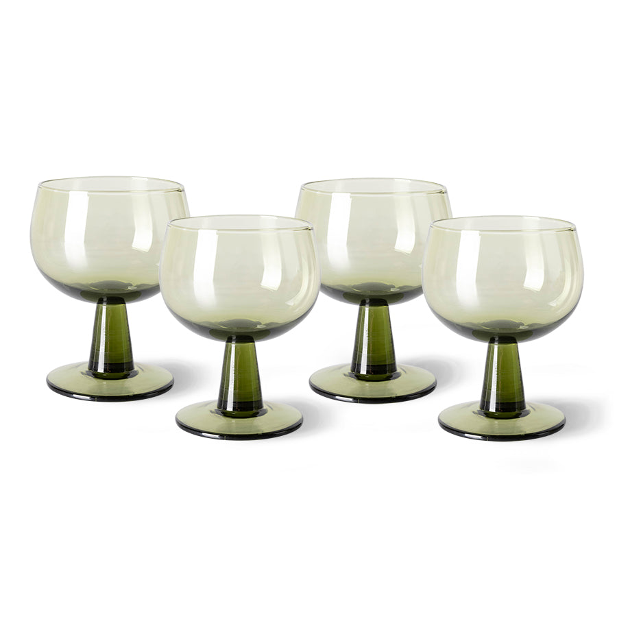 The Emeralds - Olive green wine glass low (set of 4)