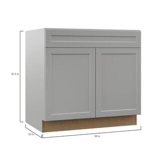 Hampton Bay Designer Series Melvern Assembled 36x34.5x23.75 in. Base Kitchen Cabinet in Heron Gray B36-MLGR