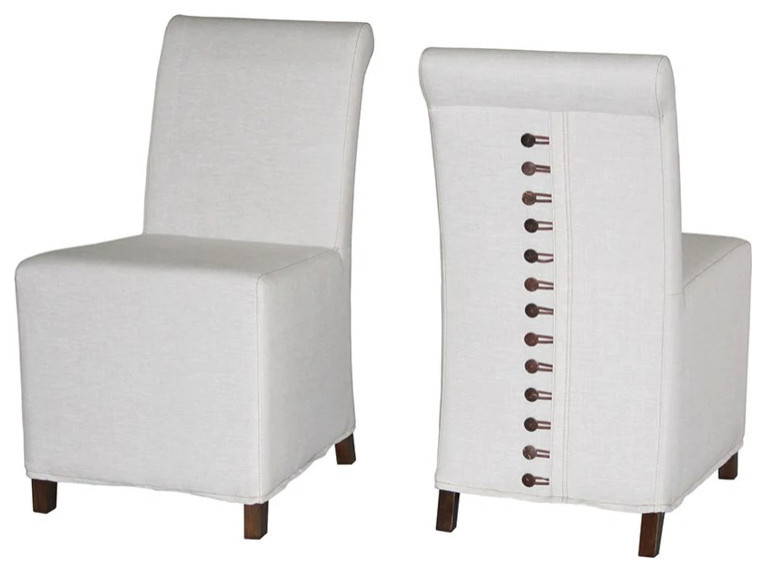 Ulisse Dining Chair  Wood Frame Upholstered  Linen Fabric White   Transitional   Dining Chairs   by V.S.D Furniture  Houzz