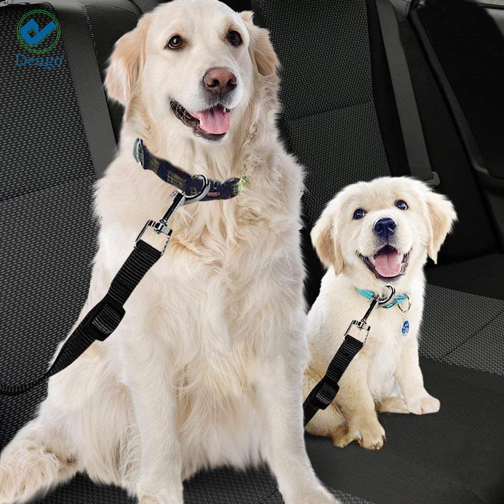 Deago 2 Packs Adjustable Pet Dog Cat Car Seat Belt Safety Leads Vehicle Seatbelt Harness Leashes (Black)