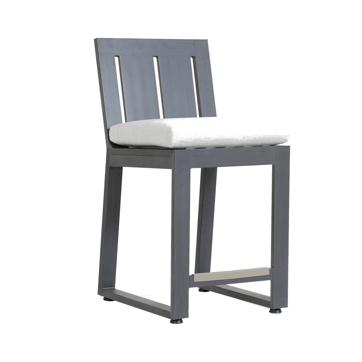 Redondo Aluminum Patio Counter Height Bar Stool W/ Sunbrella Cast Silver Cushion By Sunset West