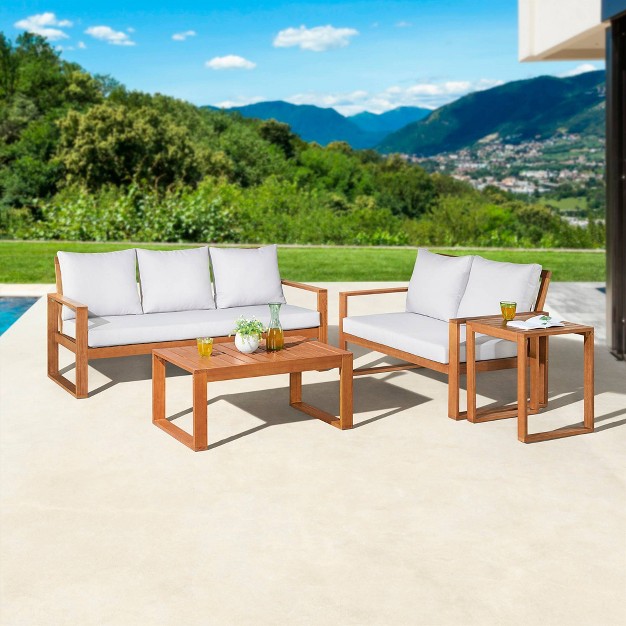 Grafton 4pc Eucalyptus Wood Outdoor Set Alaterre Furniture