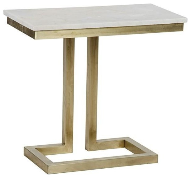 Dyer Side Table  Antique Brass  Metal and Quartz   Contemporary   Side Tables And End Tables   by Rustic Home Furniture Deco  Houzz