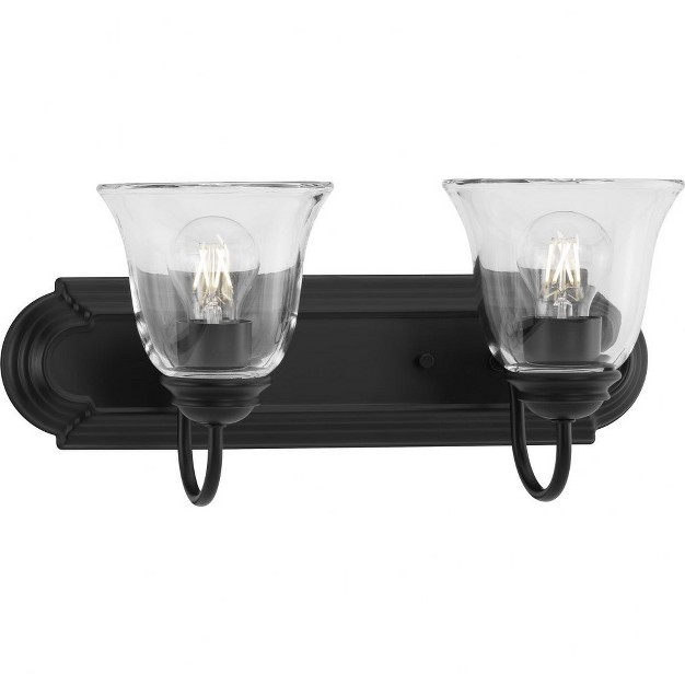 Progress Lighting Calhoun Collection 2 light Vanity Light Matte Black Clear Glass Shades Material Steel