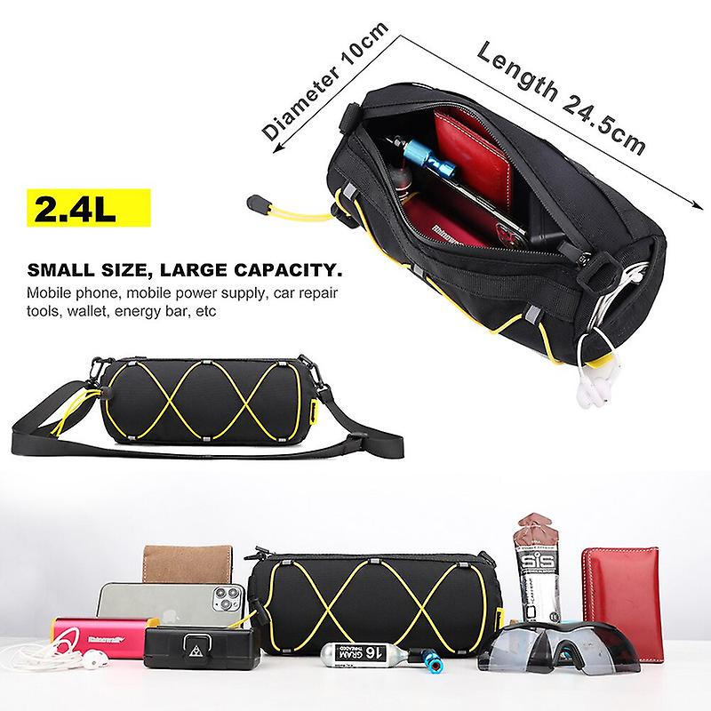 Bike Handlebar Bag 2.4l Big Capacity Multifunctional Shoulder Bag Mtb Road Cycling Bag Frame Tube Bag Elastic Band